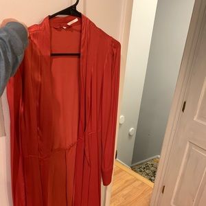 Free people burnt orange long silk kimono